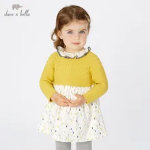 DB11429 dave bella/осеннее платье-свитер принцессы с милым принтом для маленьких девочек детское модное праздничное платье детская одежда в стиле «лолита»