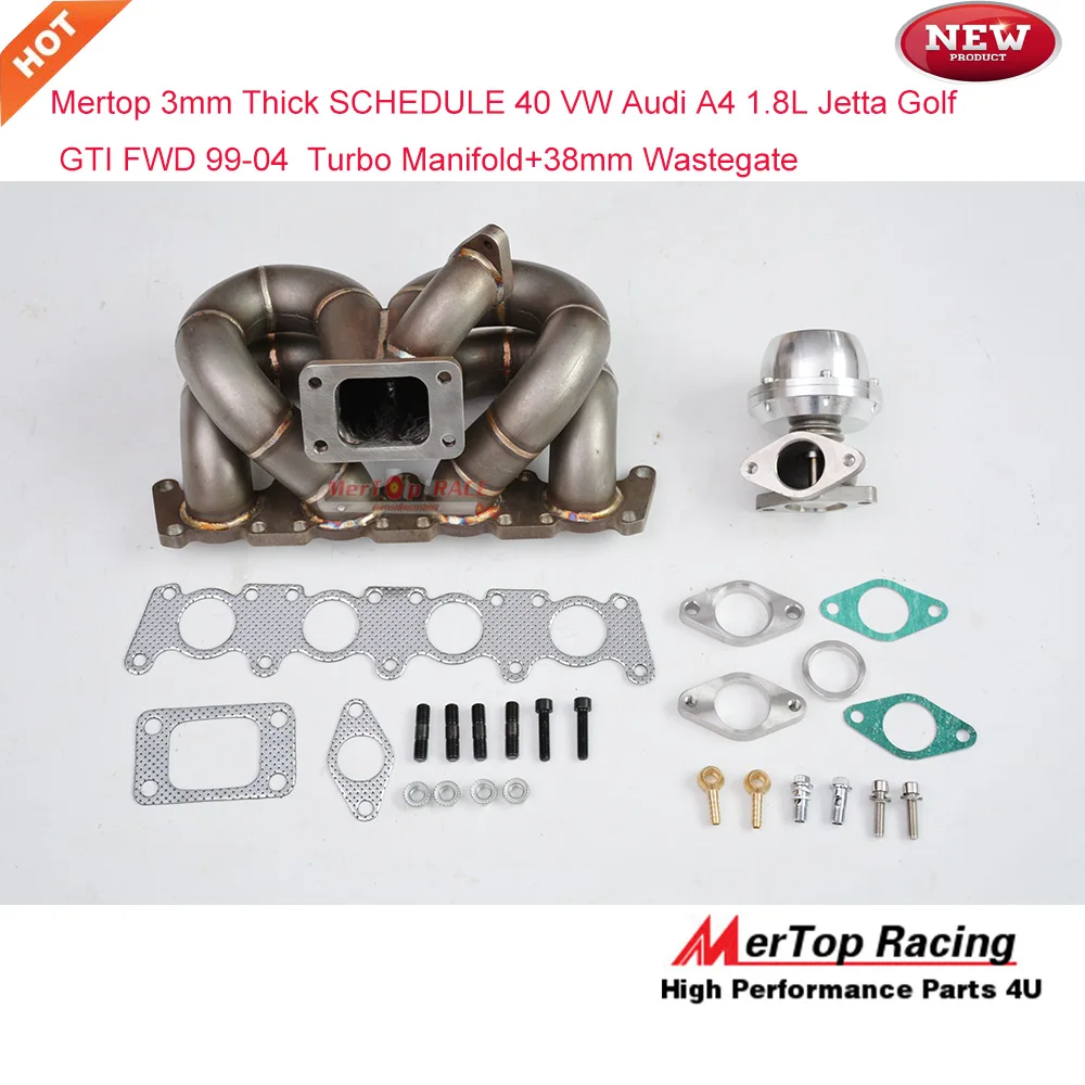 

Mertop Race 3mm Thick schedule 40 Turbo Manifold For 99-04 A4 1.8L G TI FWD Turbo Header+38mm Wastegate