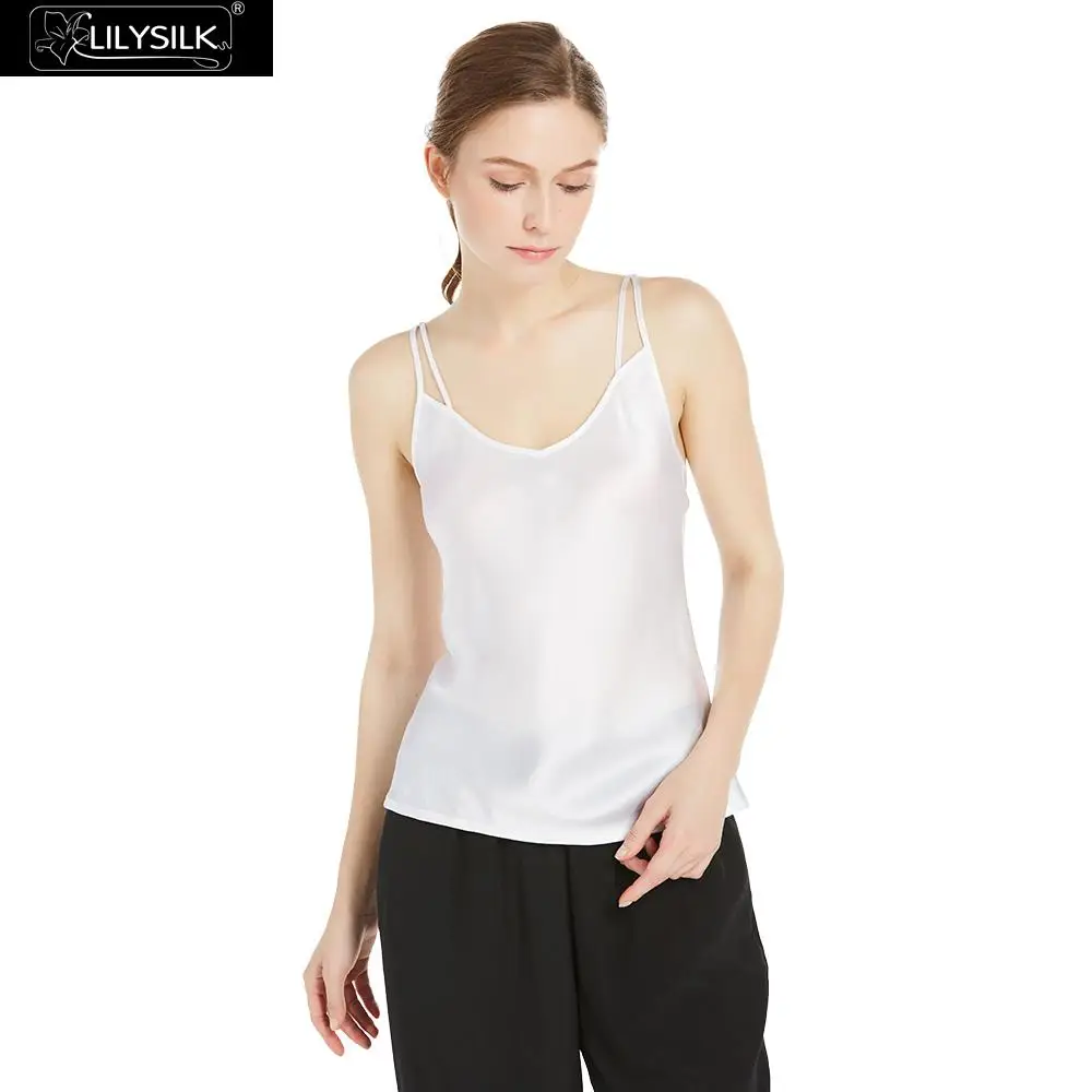 LILYSILK Silk Camisole Tops Women's 22MM White Double Strap Comfy