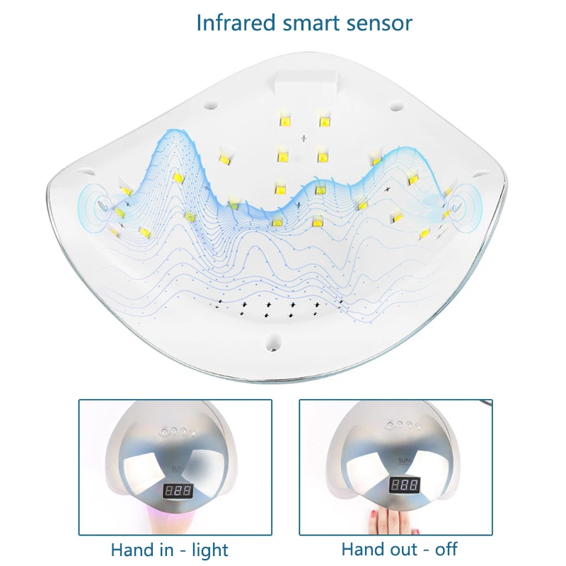 EUSCI SUN5 48 Вт двойная светодиодная УФ-лампа для ногтей Сушилка для ногтей гель лак отверждения светильник с нижней 5S/30 s/60 s/99 s таймер ЖК-дисплей