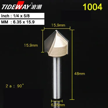 Tideway 1/" хвостовик 90 градусов V паз типа долбежный резак Freze Ucu вольфрам фрезы для деревообработки резьбы инструмент