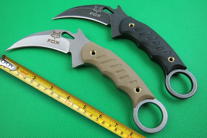 

2 Options! FOX Karambit Tactical Small Fixed Knives,AUS-8 Blade G10 Handle Hunting Knife,Survival Knife.