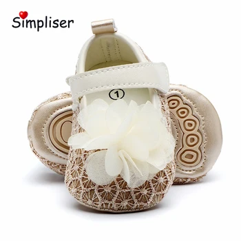 

New Born Baby Girl Shoes Princess Flowers Soft Cotton Toddler Crib Infant Little Kid Sole Anti-slip First Walker
