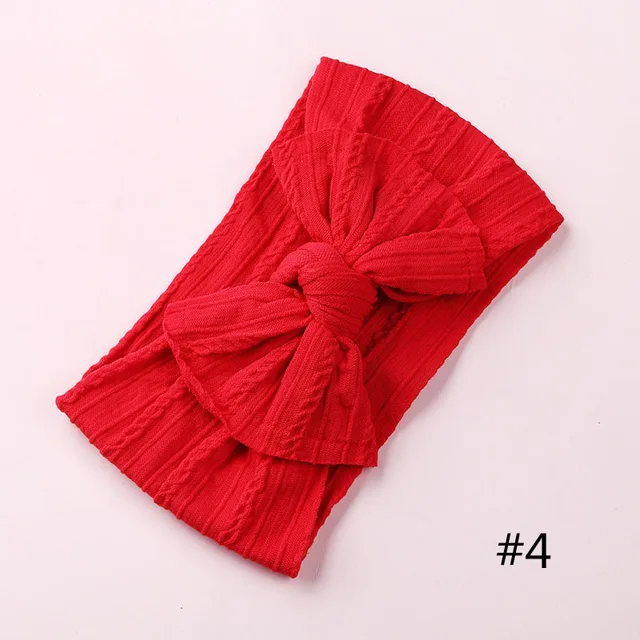 1PCS New Braid Nylon Bow Headbands,Cable Knit Solid Wide Nylon Headbands Turban, Baby Girls Head Wrap Hair Accessories 27 colors A2NSNSFB-9568-4