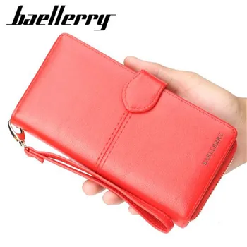 

Women Wallet Leather Card Coin Holder Money Clip Long Clutch Phone Wristlet Trifold Zipper Cash Photo Famous Brand Female Purse