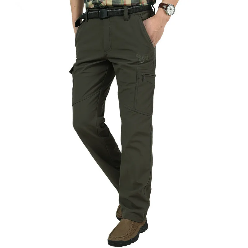 Мужские флисовые тактические штаны, зимние плотные теплые брюки-карго, Военные флисовые рабочие брюки из ткани Рипстоп, водонепроницаемые брюки 4XL