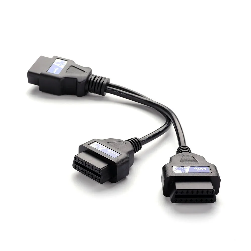 

bbfly-B1 OBD II OBD2 16Pin Splitter Extension 1x Male and 2x Female Extension Cable Adapter (1FT/30CM)