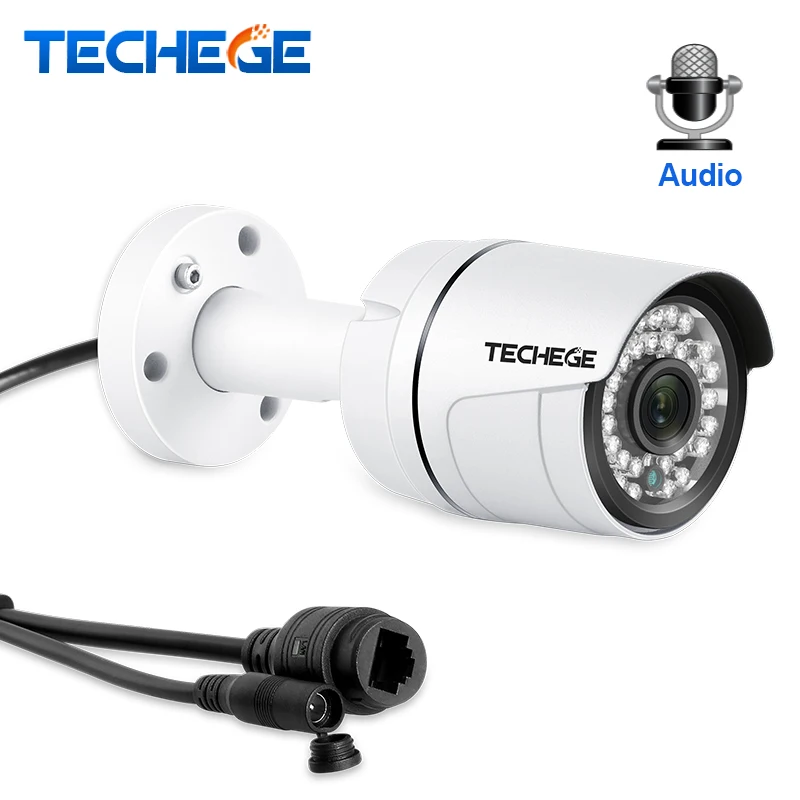 

Techege HD 1080P Audio POE IP Camera Waterproof ONVIF Security Video Surveillance System Motion Detection IP Camera 48V POE