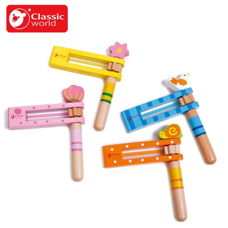 Classic Worlde Lovely Kids Wooden Clapper Handle Musical