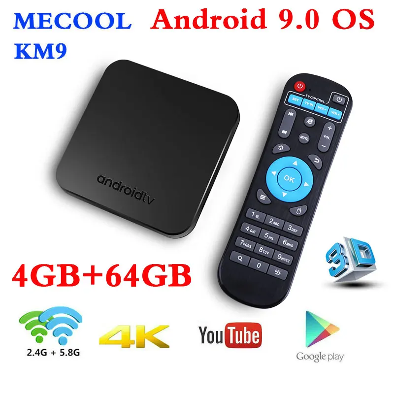 

Mecool Android 9.0 KM9 Smart TV Box S905X2 4GB DDR4 RAM 32GB ROM 2.4G/5G WiFi BT 4.1 USB 3.0 4K H.265 1080P Top Box Media Player