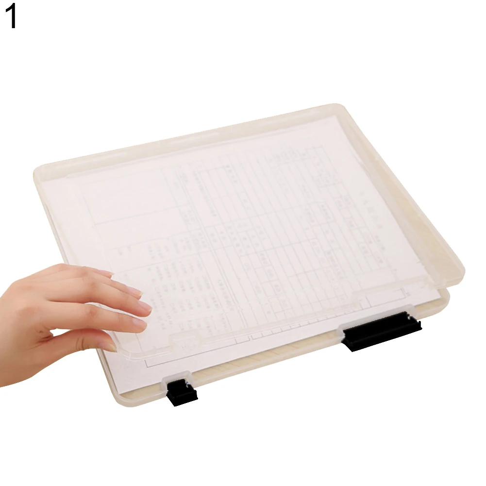 Durable Transparent Storage Box Clear Plastic Document Paper Filling Case A4 File Box