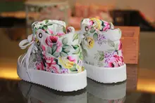 Sale Kids Shoes for Girl Fashion Children Shoes Casual Add Velvet Side Part Flower Floral Baby Kids High-top Canvas Sneaker