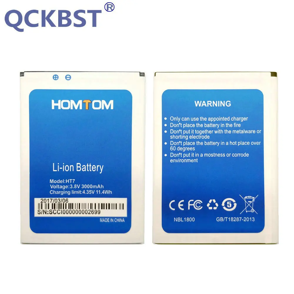 

QCKBST 3000mAh HT7 Battery Replacement for Homtom HT7 HT7Pro Mobile Phone Batterie In stock +Tracking Code