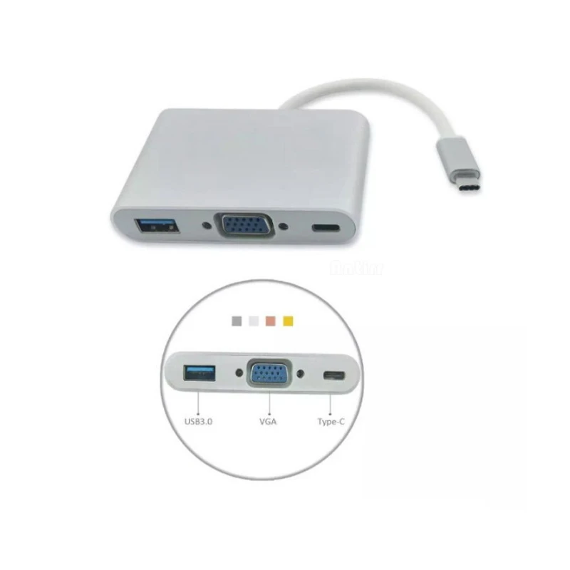 Адаптер переходник с USB 3 1 Type C на VGA/USB3.0/Type концентратор 0 зарядное устройство