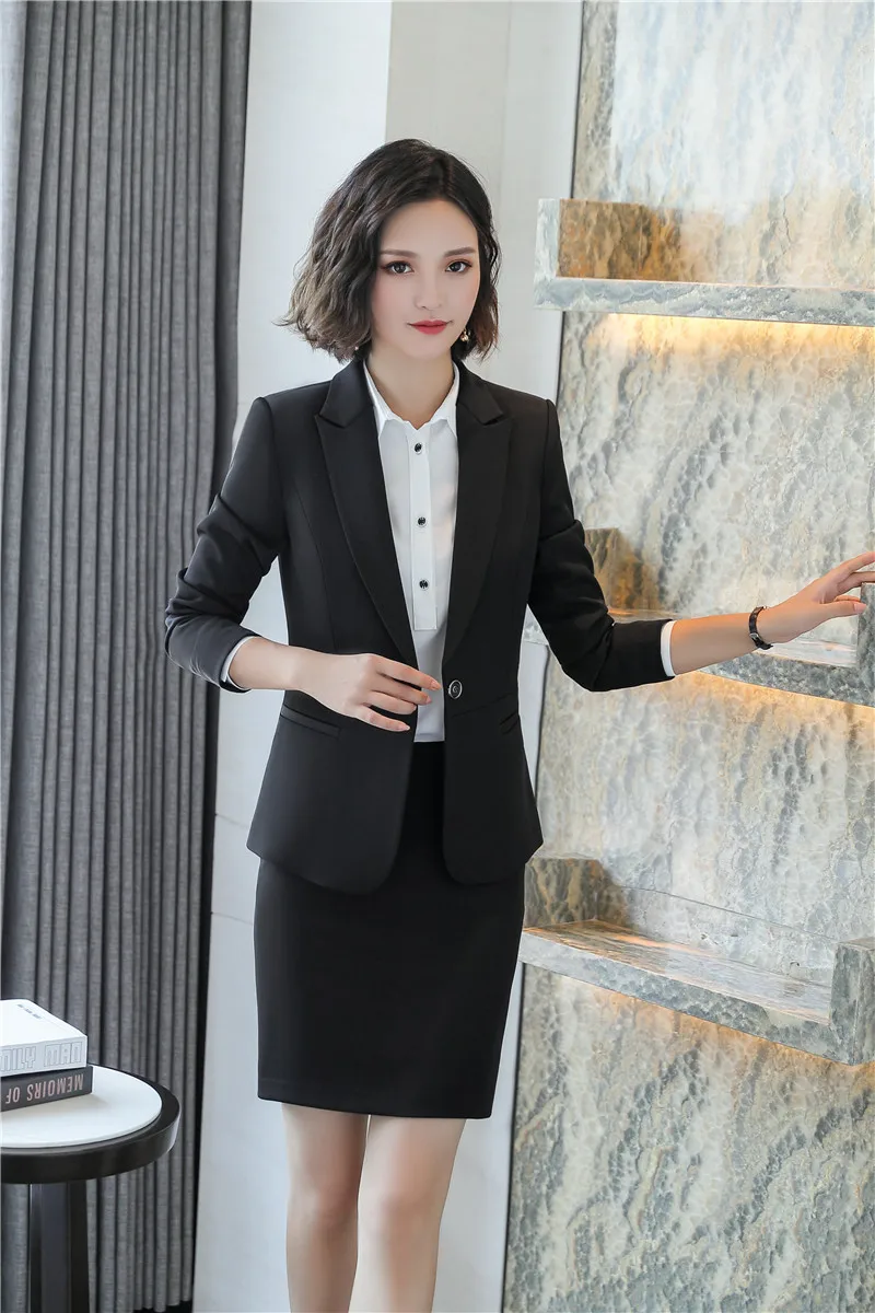 Female Work Business Womens Skirt Suits Set For Women Blazer Office ...