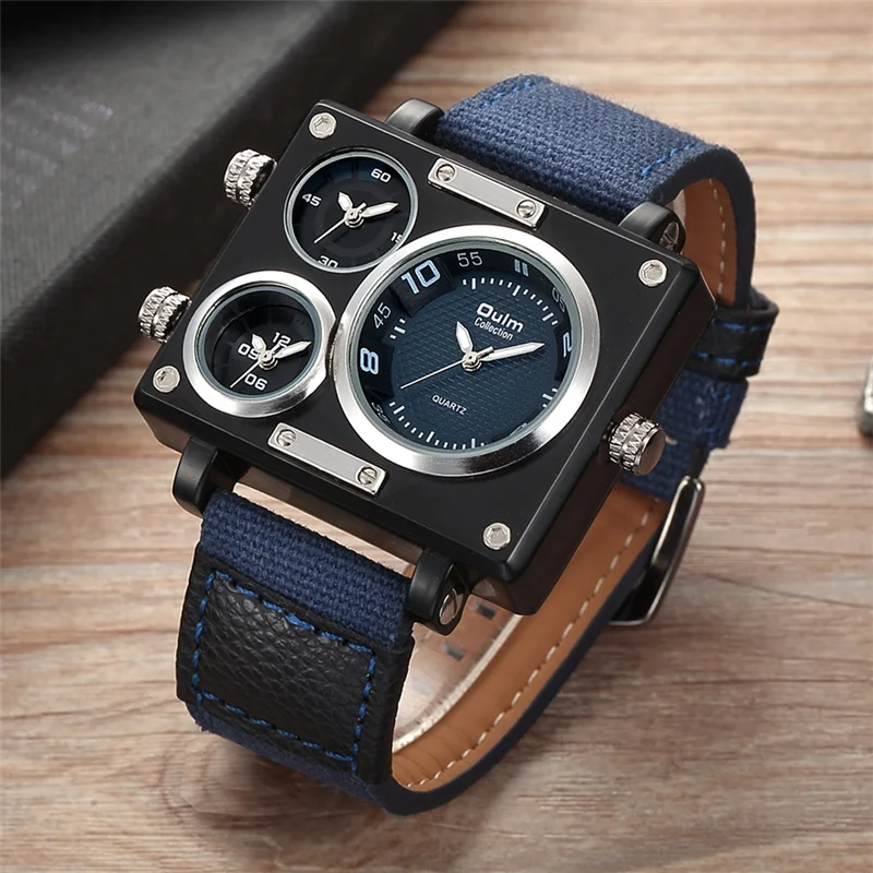 Oulm 3595 Fabric Strap Men's Watches Top Brand Luxury Male Quartz Wristwatch Famous Brand Designer Clock Casual Man Hours