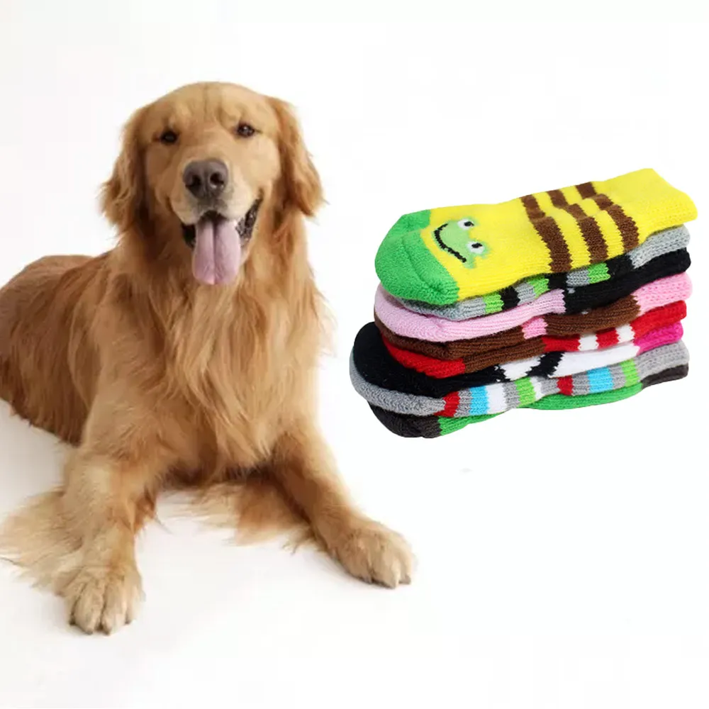 8PCS Cute Puppy Dog Shoes Anti Slip Knit Socks Small Dogs Shoes Boots