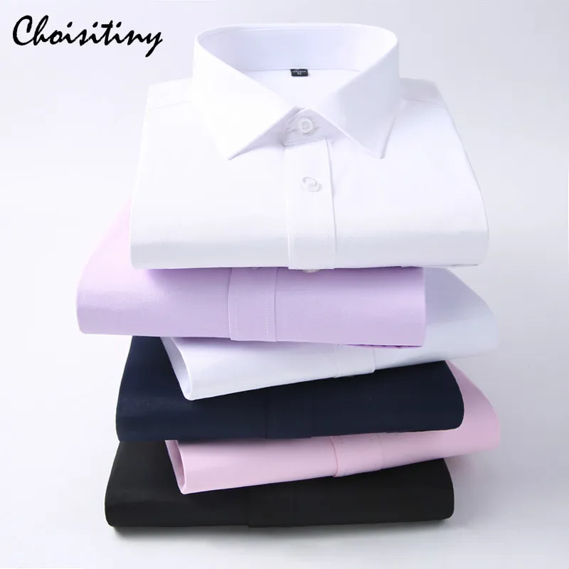 

Brand Man's Solid Dress Shirts Business Gentleman Long-sleeves Spring and Autumn Casual Mens Shirts No Ironing