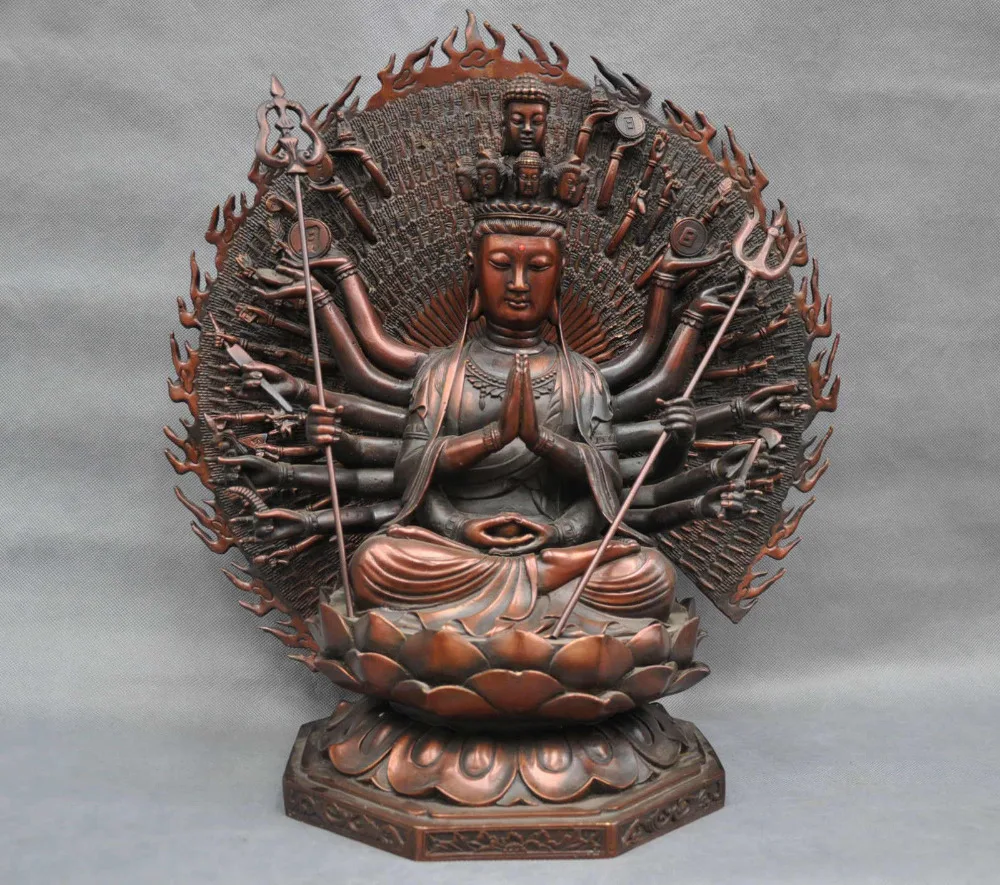 

005848 18'' China Thousand Hands Kwan-yin Avalokitesvara Buddha Bronze Statue
