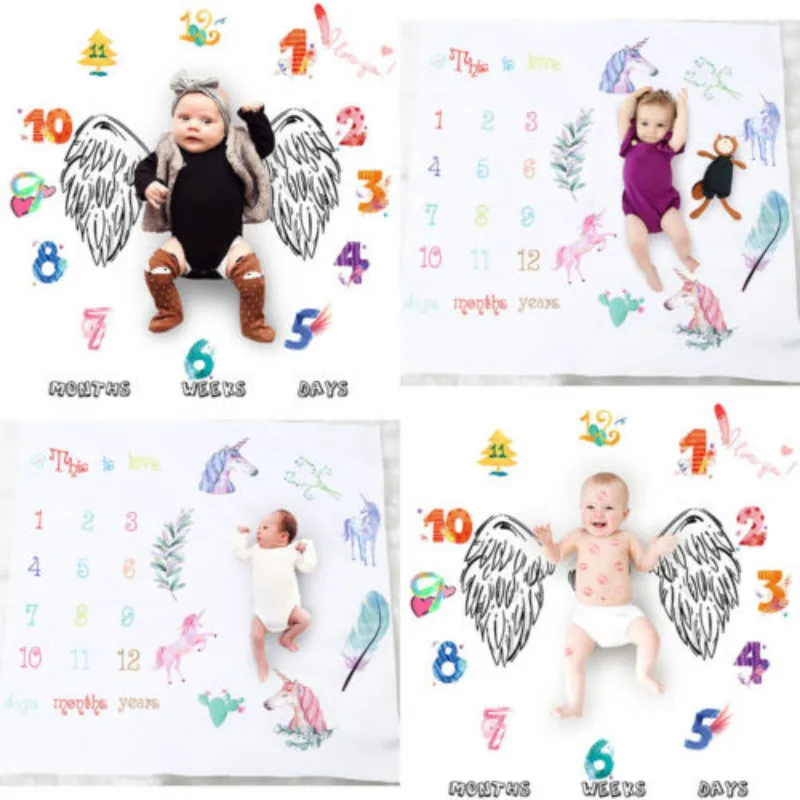 

Newborn Baby Kids Number Unicorn Milestone Blanket Photography Photo Prop Shoots
