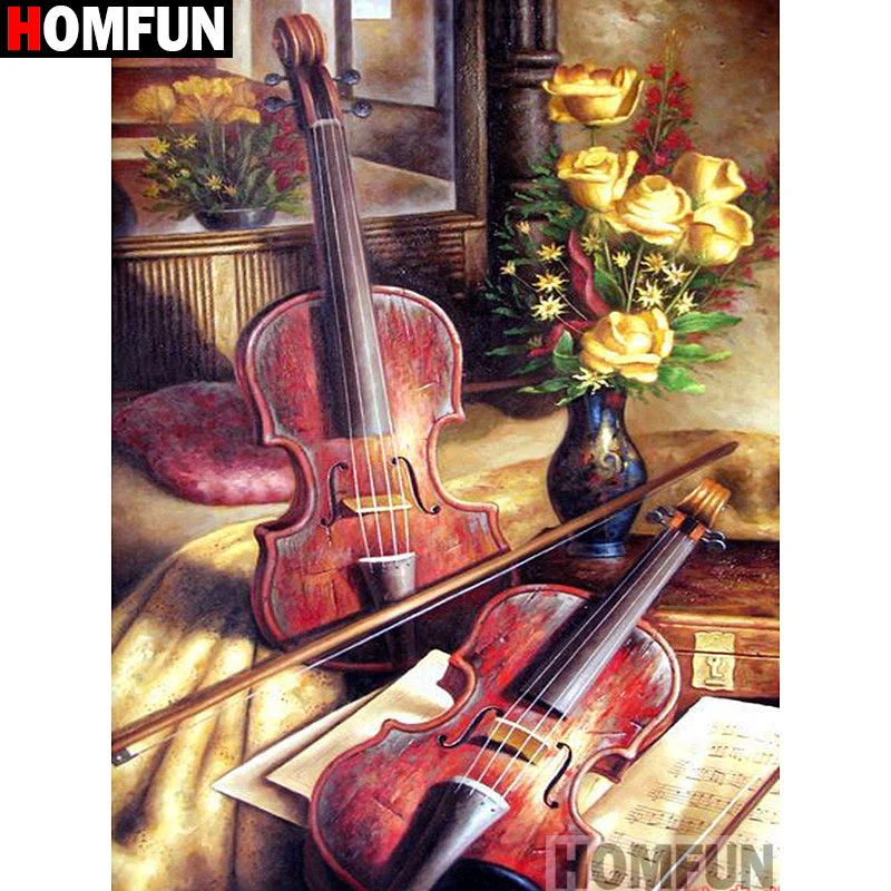 Алмазная живопись HOMFUN A01630 полноразмерная/круглая вышивка сделай сам для скрипки
