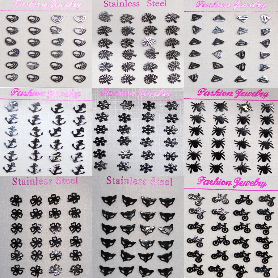

Promotions New Personality 304 Stainless Steel Studs 24 Multi-style Punk Anchor Earrings Fashion Jewelry for Women's Gifts