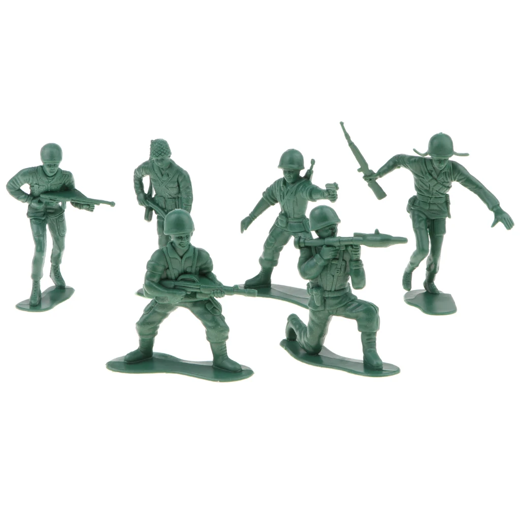 

6pcs 1:16 Scale Battlefield American Army Men Soldiers Army Base Set Toy Playset Model Toys Set Stand Decoration