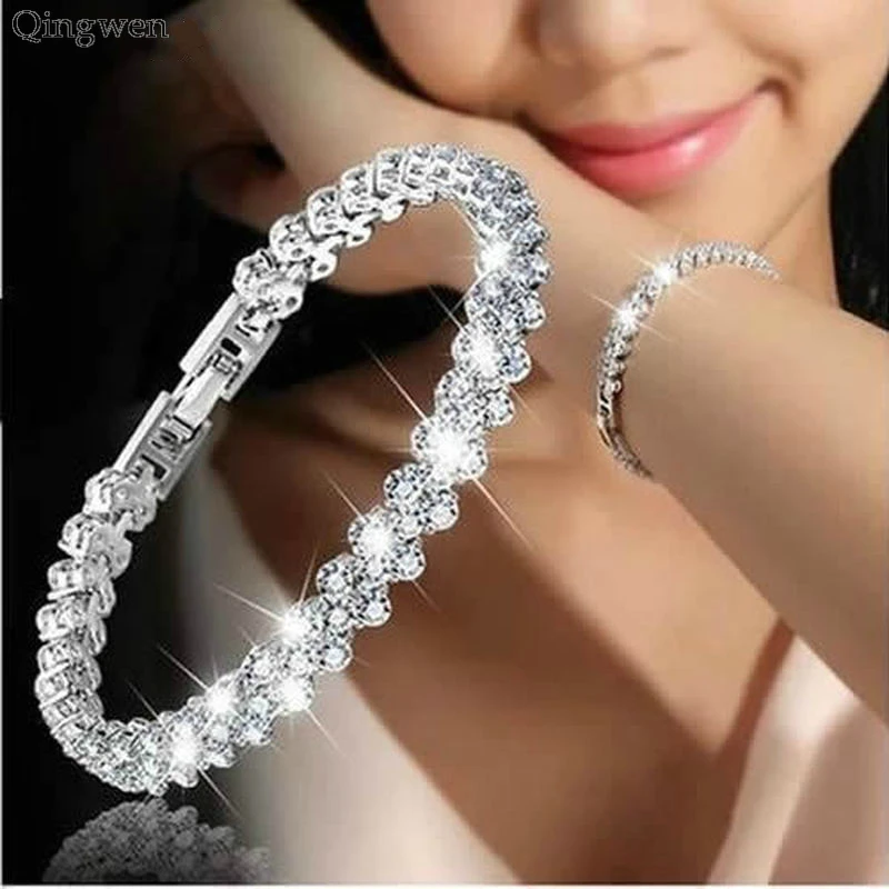 

Qingwen New Fashion Roman Style Women's Bracelet Wristband Crystal Bracelet Luxury Bracelets for Women Gifts Jewelry CE0989/w
