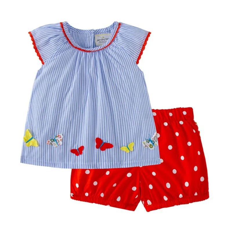 Miss Haiwo/Новинка года; брендовая летняя одежда для маленьких девочек с круглым вырезом; комплект повседневной одежды из хлопка с вышитыми цветами - Цвет: C