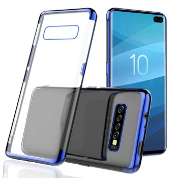 

100pcs Electroplate Gilded Slim Clear Soft TPU Case For Samsung Galaxy S20 Plus Ultra S10 5G E S9 S8 Note 10 9 8 Plating Cover