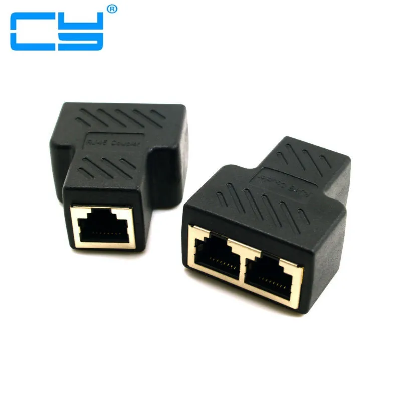 

1 To 2 Ways RJ45 LAN Ethernet Network Cable Female Splitter Connector Adapter For Laptop Docking Stations