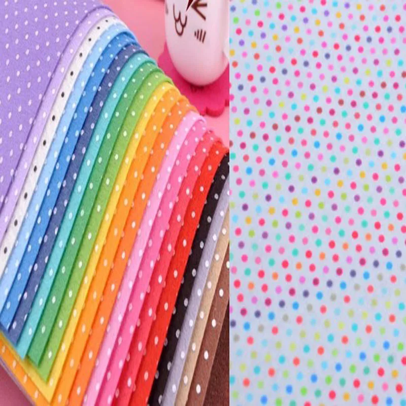 

21 Candy Color 100% Polyester Polka Dot Printed Nonwoven Felt Fabric For DIY Sewing Handmade Felt