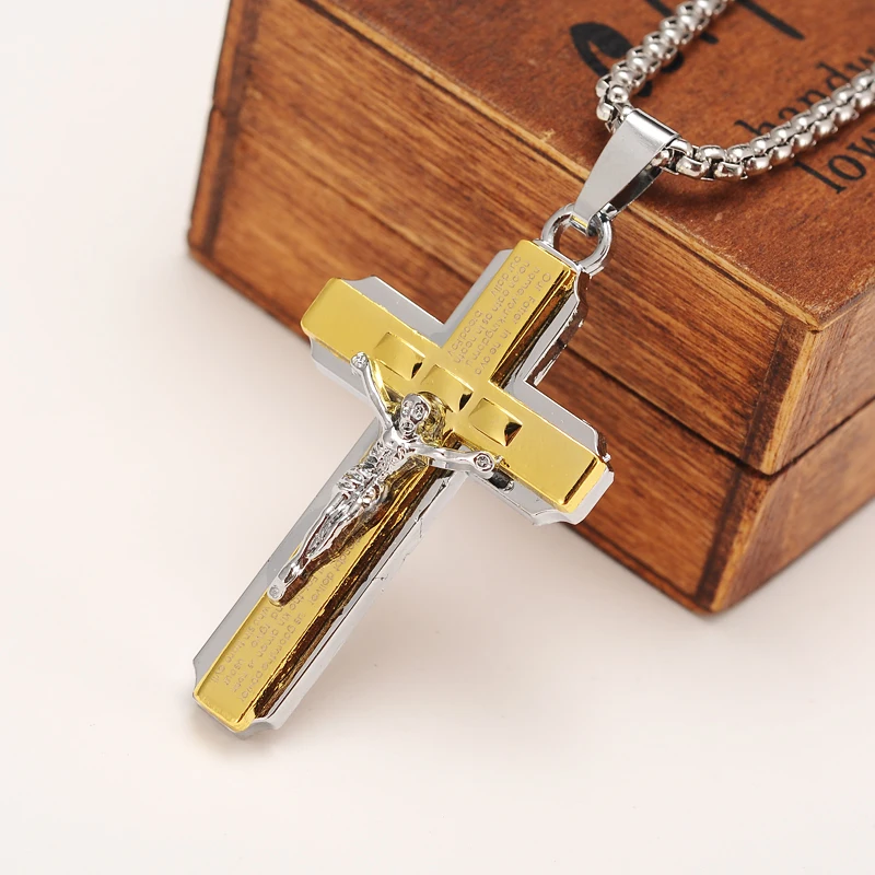 Two Tone Silver Gold Color Jewelry Antique Cross Crucifix Two Tone Silver Gold Color Jewelry