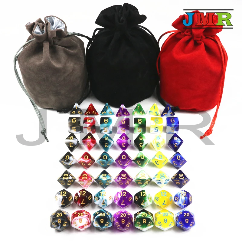 Best Price 7 Sets of Transparent Mix Opaque Color Polyhedron Rpg Dnd Gaming Dice with A High Quality Portable Bag for Game|Кубики| |