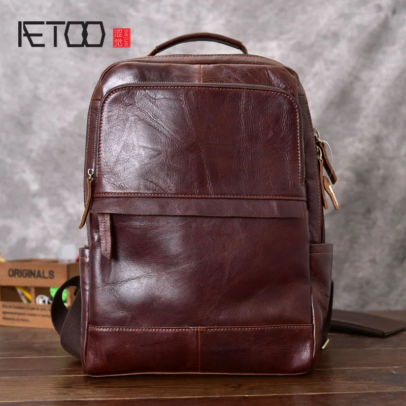 AETOO Genuine Leather Backpack Women Fashion School Bag for Teenagers Casual Rucksacks Men Leather Laptop Brand Mochila Bags AETOO Genuine Leather Backpack Women Fashion School Bag for Teenagers Casual Rucksacks Men Leather Laptop Brand Mochila Bags