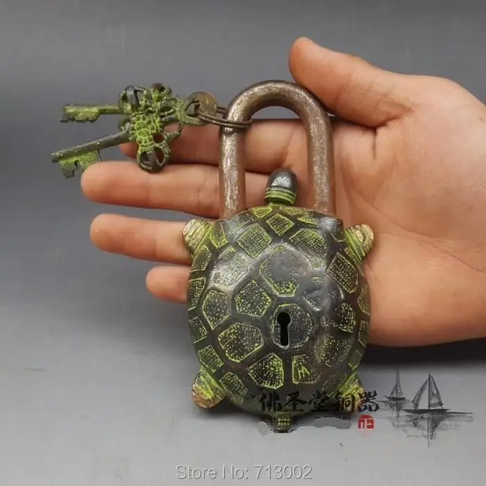 

Old Pure Copper lock turtle shape of the padlock And Two Key @@@