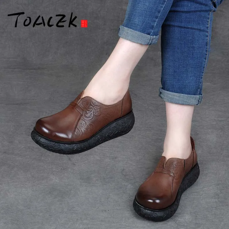 

Autumn new folk style retro mother shoes thick base waterproof platform slope women's casual soft sole women's shoes