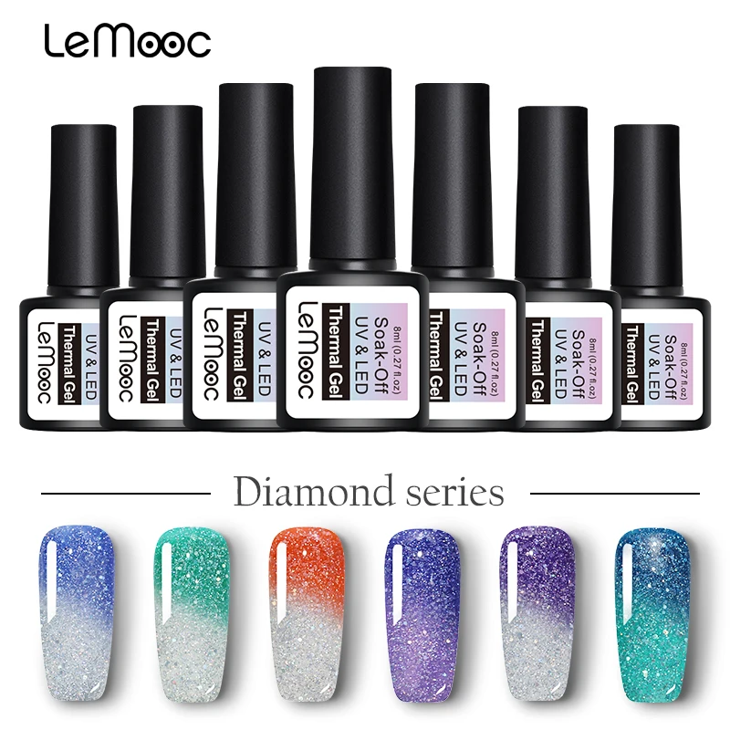 

LEMOOC 8ml Thermal Color Changing Gel Nail Polish Rainbow Series Soak Off UV Gel Varnish Manicure Nail Art Lacquer