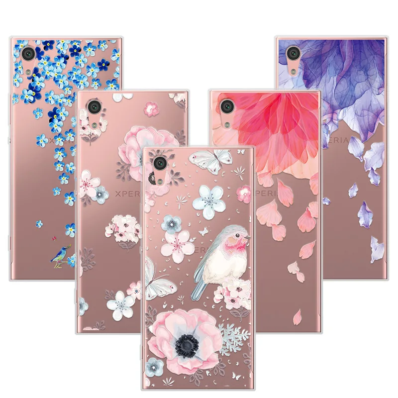 

3D Art Print Case Coque For Sony Xperia XA1 5.0 inch Flower Lace Relief Soft TPU Phone Cases Cover For Sony XA1 XA 1 Funda Capa