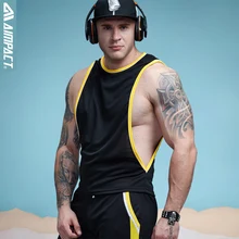 Aimpact мужские майки Vigor топы с глубоким вырезом с боковыми отверстиями для рук, сетчатая Спортивная одежда для фитнеса, Бодибилдинг жилет без рукавов 3SXB051