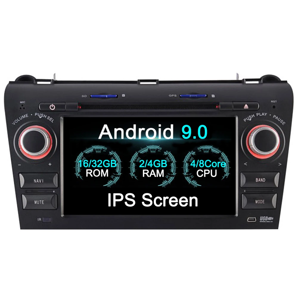Автомобильный мультимедийный DVD плеер 2DIN Android 9 0 4 + 32 ГБ радио для Mazda 3 2003 04 05 06 07 08