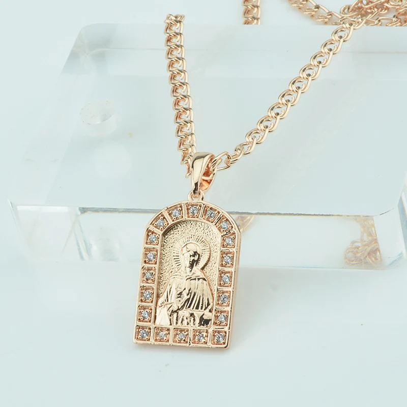 

Fashion Jewelry Traditional Womens Men Girls 585 Gold Color Cubic Zircon People Pendants Necklace Chains