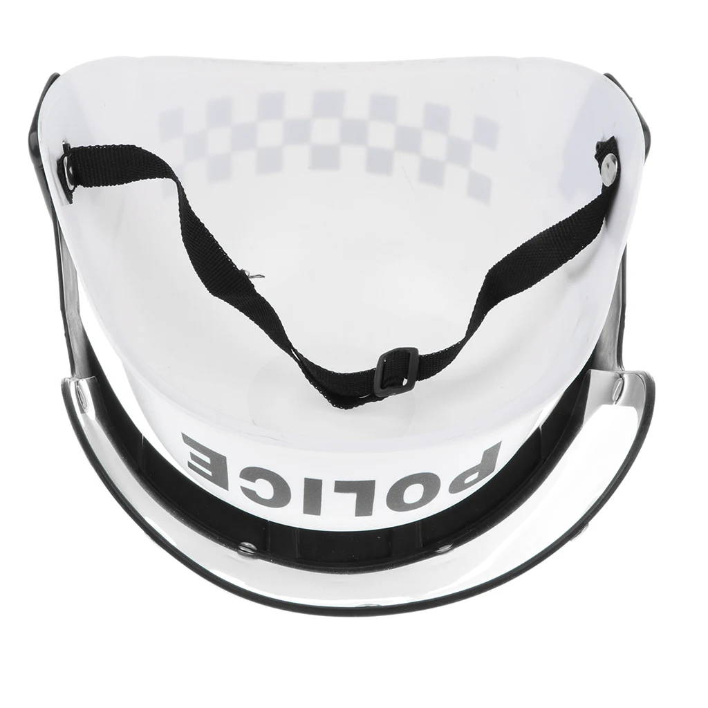 Childrens Plastic Police Costume Helmet, Cop Motorcycle Hat & Visor Child Fancy Dress Costume Pretend Role Play Game Toy