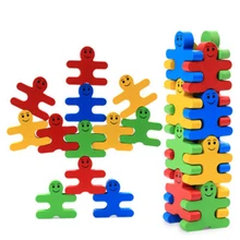 2017 New Design Wooden Cartoon Balance Blocks for Kids DIY Stacking Villain Block Assembled Toys Children Early Education