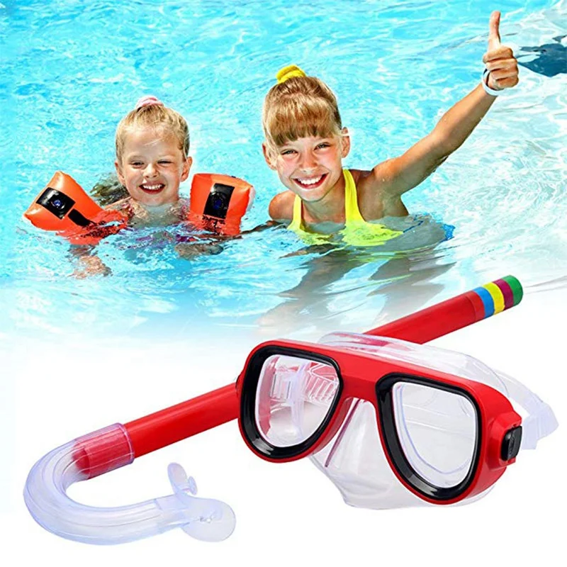 Детские очки для ныряния анти-противотуманная маска дыхательная трубка противоударные плавательные очки полоса подводное плавание камера для подводного плавания Набор