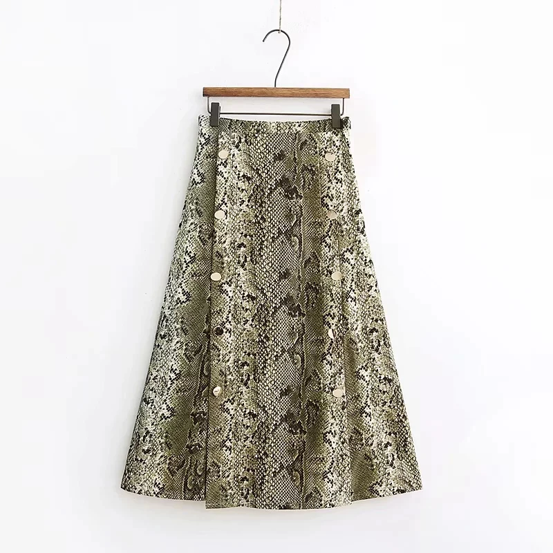 Women Fashion Snake Golden Skirts Female Autumn Spring Animal Print ...