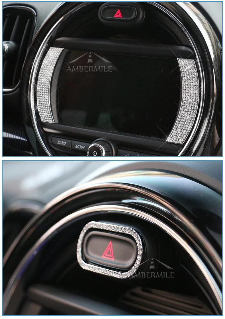 Car Console Screen Navigation Trim Warning Button Stickers for Mini Cooper F56 F55 F54 Clubman Accessories Car Styling (7)