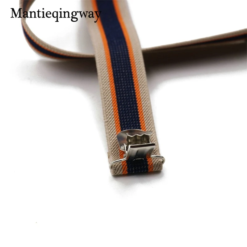 Mantieqingway High Quality Men's Suits Elastic Striped Suspenders Men PU Leather 3 Clip Suspenders Belt Strap Adjustable Braces