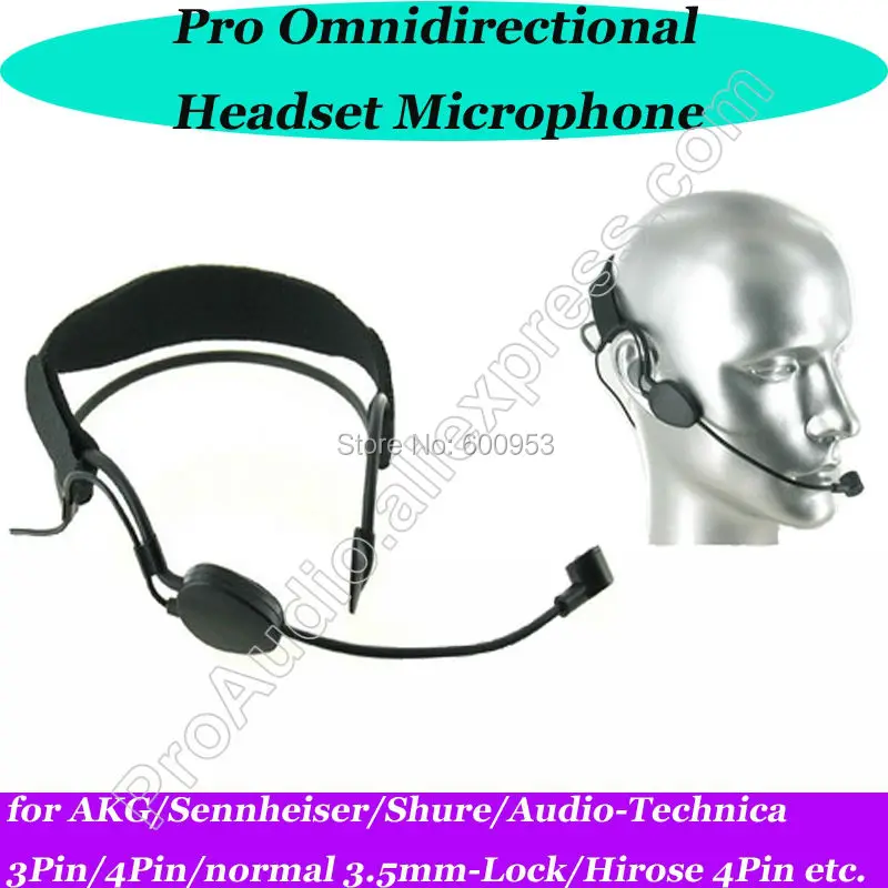 

Black ME3 Headset Head Microphone For Wireless Mic System (4 plug for choice: 3.5MM Screw Lock, TA4F , TA3F , ATH 4pin )