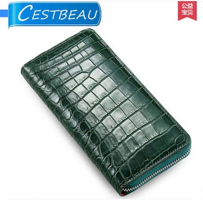 

cestbeau Lady crocodile clutches long crocodile skin belly female bag 2018 new zipper women bag